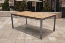 OUTFLEXX Set, Silber, 200/300 X 100 Cm, Edelstahl/Teak, Ausziehtisch, 6 Stapelstühle, 2 Multipositionssessel -Garden Ease Wohnen Verkaufe 11 14150.jpg
