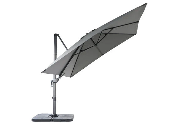 OUTFLEXX Ampelschirm, Anthrazit, Pulverbesch. Aluminium, 300x300 Cm, Inkl. Plattenständer, Twist-Funktion 15 OUTFLEXX Ampelschirm, Anthrazit, Pulverbesch. Aluminium, 300x300 Cm, Inkl. Plattenständer, Twist-Funktion – Bild 15