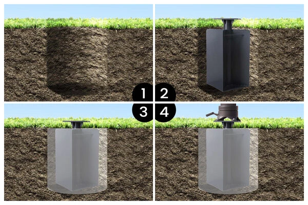 OUTFLEXX Bodenanker XL Für Ampelschirme, Anthrazit, Pulverbesch. Stahl, 28x28x60,5, Zum Einbetonieren 4 OUTFLEXX Bodenanker XL Für Ampelschirme, Anthrazit, Pulverbesch. Stahl, 28x28x60,5, Zum Einbetonieren – Bild 4