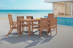 OUTFLEXX Esstischgarnitur, Natur, FSC-Akazienholz, Tisch 160 X 90 Cm, 4 Stühle, 2 Klappsessel