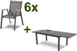 HARTMAN Esstischgarnitur, Xerix-anthrazit, Alu/HPL, 260/160x90 Cm, 6 Sessel
