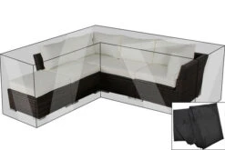 OUTFLEXX Premium Abdeckhaube Lounge: 18370-BOX-A/-D / 7759-BOX-A/-D (als Ecklounge), 225x208x80, Schwarz, Wasserbeständig