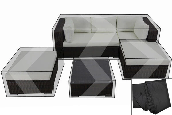 OUTFLEXX Premium Abdeckhauben Set Für Lounge: 7765-BOX-B, Schwarz, Wasserbeständig 1 OUTFLEXX Premium Abdeckhauben Set Für Lounge: 7765-BOX-B, Schwarz, Wasserbeständig