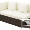 OUTFLEXX 2-Sitzer Ecksofa, Braun Marmoriert, Polyrattan, 145 X 85 X 70 Cm, Wasserfeste Kissenbox, Armlehne Re.