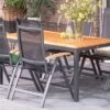 HARTMAN Alice Esstischgruppe, Xerix/natur, Alu/FSC-Teak, 4x4 Textilen, 4 Hochlehner, 150/210x90cm