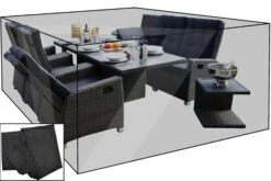 OUTFLEXX Premium Abdeckhaube, Für Sitzgruppe, Z.B. 18837, Schwarz, 223 X 203 X 110 Cm, Wasserbeständig