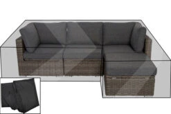 OUTFLEXX Premium Abdeckhaube, Für Lounge, Z.B. 18363-BOX, Schwarz, L-Form, 239x157x68 Cm, Wasserbeständig