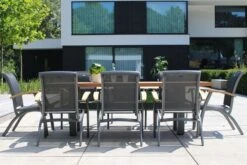 HARTMAN Sondermodell Yasmani/Da Vinci Esstischgruppe, Xerix, Alu/Teakholz, 240x100cm, 8 Stapelsessel