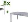 KETTLER Granada Esstischgarnitur, Silber, Alu/Textilene, Tisch 180/240x100cm, 8 Stapelsessel