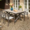 SIENA GARDEN Velia / Sincro Dining Set, Anthrazit/natur-grau, Alu/Ranotex/Keramik, 6 Sessel, Ausziehtisch 205/265 X 103 Cm