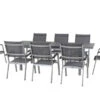 KETTLER Friends Esstischgarnitur, Silber/anthrazit, Alu/Textilene, Tisch 180/240 X 90 Cm, 8 Stapelsessel