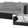 OUTFLEXX 2-Sitzer Sofa, Schwarz, Polyrattan 152x85x70cm, Inkl. Polster Und Wasserfeste Kissenbox