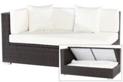 OUTFLEXX 2-Sitzer Ecksofa, Braun, Polyrattan, 145x85x70cm, Armlehne Re, Inkl. Kissen, Wasserfeste Kissenbox