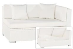 OUTFLEXX 2-Sitzer Ecksofa, Weiß, Polyrattan, 145x85x70cm, Armlehne Li, Inkl. Polster, Wasserfeste Kissenbox