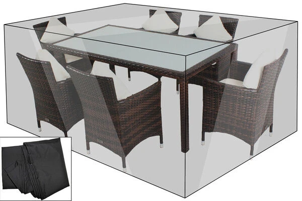 OUTFLEXX Premium Abdeckhaube Für Esstisch, Schwarz, 200x120x85 Cm, Wasserbeständig 1 OUTFLEXX Premium Abdeckhaube Für Esstisch, Schwarz, 200x120x85 Cm, Wasserbeständig