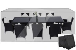 OUTFLEXX Premium Abdeckhaube Für Esstischgarnitur, Schwarz, 282x124x83 Cm, Wasserbeständig