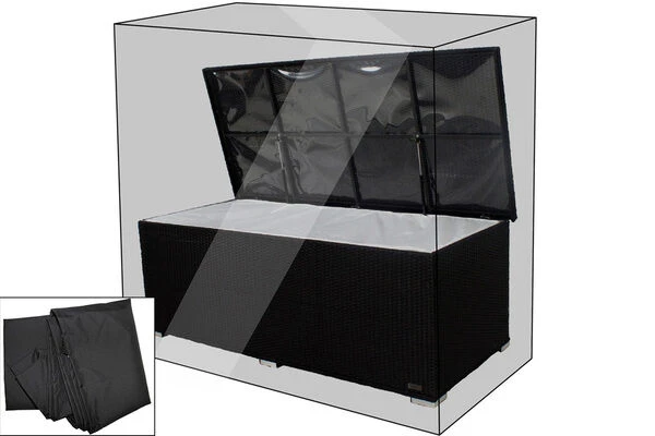 OUTFLEXX Premium Abdeckhaube Für Kissenbox, Schwarz, 204x94x75cm, Wasserbeständig 1 OUTFLEXX Premium Abdeckhaube Für Kissenbox, Schwarz, 204x94x75cm, Wasserbeständig