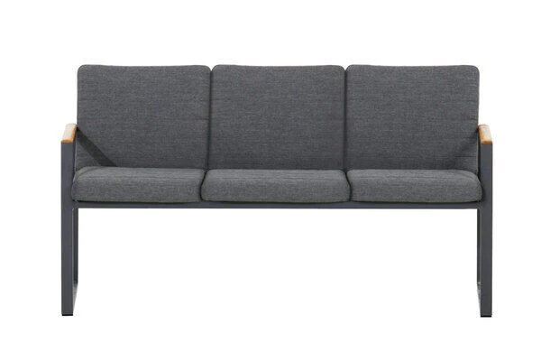 OUTFLEXX Alexander Bank, Mattgrau, Alu/Teak, 154x55x75 Cm, Mit Armlehnen, Inkl. Polster 2 OUTFLEXX Alexander Bank, Mattgrau, Alu/Teak, 154x55x75 Cm, Mit Armlehnen, Inkl. Polster – Bild 2