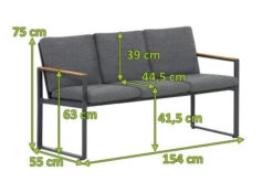 OUTFLEXX Alexander Bank, Mattgrau, Alu/Teak, 154x55x75 Cm, Mit Armlehnen, Inkl. Polster 5 OUTFLEXX Alexander Bank, Mattgrau, Alu/Teak, 154x55x75 Cm, Mit Armlehnen, Inkl. Polster -Garden Ease Wohnen Verkaufe 20120 mass.jpg