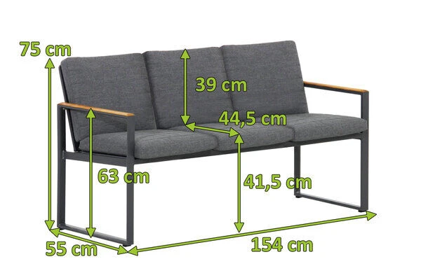 OUTFLEXX Alexander Bank, Mattgrau, Alu/Teak, 154x55x75 Cm, Mit Armlehnen, Inkl. Polster 3 OUTFLEXX Alexander Bank, Mattgrau, Alu/Teak, 154x55x75 Cm, Mit Armlehnen, Inkl. Polster – Bild 3