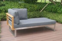 OUTFLEXX Lounger, Natur / Grau, FSC-Teak / Edelstahl / Olefin, 165x74x64 Cm, Armlehne Beidseitig Montierbar -Garden Ease Wohnen Verkaufe 21652 2.JPG