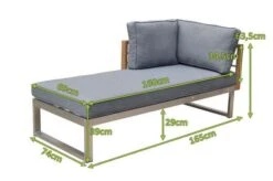 OUTFLEXX Lounger, Natur / Grau, FSC-Teak / Edelstahl / Olefin, 165x74x64 Cm, Armlehne Beidseitig Montierbar -Garden Ease Wohnen Verkaufe 21652 5 mass.jpg