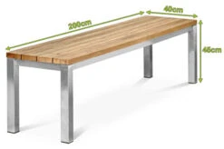 OUTFLEXX Classic Bank, Silber/natur, Edelstahl/recycled FSC-Teak, 200 X 40 X 45 Cm -Garden Ease Wohnen Verkaufe 21707 5.jpg