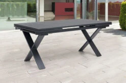 OUTFLEXX Esstischgarnitur, OUTFLEXX® Anthrazit Matt, Alu / Spraystone / Textil, Tisch 180/280x100cm, 8 Stapelsessel -Garden Ease Wohnen Verkaufe 22137 4.jpg