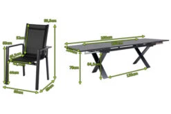 OUTFLEXX Esstischgarnitur, OUTFLEXX® Anthrazit Matt, Alu / Spraystone / Textil, Tisch 180/280x100cm, 8 Stapelsessel -Garden Ease Wohnen Verkaufe 22137 5.jpg