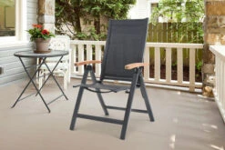 OUTFLEXX Esstischgarnitur, OUTFLEXX® Anthrazit Matt, Alu /HPL / Teak, Tisch 180/280x100cm, 6 Multipositionssessel 20 OUTFLEXX Esstischgarnitur, OUTFLEXX® Anthrazit Matt, Alu /HPL / Teak, Tisch 180/280x100cm, 6 Multipositionssessel -Garden Ease Wohnen Verkaufe 22146 3.jpg