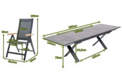 OUTFLEXX Esstischgarnitur, OUTFLEXX® Anthrazit Matt, Alu /HPL / Teak, Tisch 180/280x100cm, 6 Multipositionssessel 22 OUTFLEXX Esstischgarnitur, OUTFLEXX® Anthrazit Matt, Alu /HPL / Teak, Tisch 180/280x100cm, 6 Multipositionssessel -Garden Ease Wohnen Verkaufe 22146 5.jpg