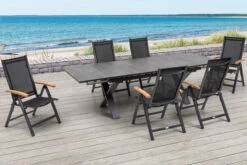 OUTFLEXX Esstischgarnitur, OUTFLEXX® Anthrazit Matt, Alu /HPL / Teak, Tisch 180/280x100cm, 6 Multipositionssessel 23 OUTFLEXX Esstischgarnitur, OUTFLEXX® Anthrazit Matt, Alu /HPL / Teak, Tisch 180/280x100cm, 6 Multipositionssessel -Garden Ease Wohnen Verkaufe 22146 6.jpg