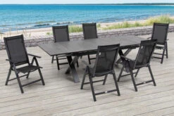 OUTFLEXX Esstischgarnitur, OUTFLEXX® Anthrazit Matt, Alu / HPL / Textil, Tisch 180/280x100cm, 6 Multipositionssessel -Garden Ease Wohnen Verkaufe 22155 6.jpg
