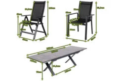 OUTFLEXX Esstischgarnitur, OUTFLEXX® Anthrazit Matt, Alu / HPL / Textil, Tisch 180/280x100cm, 6 Stapelsessel, 2 Multipo -Garden Ease Wohnen Verkaufe 22162 5.jpg