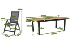 OUTFLEXX Esstischgarnitur, OUTFLEXX® Anthrazit Matt, Alu / Teak / Textil, Tisch 180/240x100cm, 6 Multipositionssessel -Garden Ease Wohnen Verkaufe 22185 5.jpg