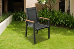 OUTFLEXX Esstischgarnitur, OUTFLEXX® Anthrazit Matt, Alu / Teak / Textil, Tisch 180/240x100cm, 6 Stapelsessel -Garden Ease Wohnen Verkaufe 22187 3.jpg