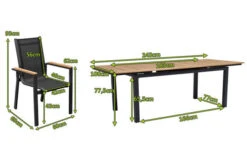 OUTFLEXX Esstischgarnitur, OUTFLEXX® Anthrazit Matt, Alu / Teak / Textil, Tisch 180/240x100cm, 6 Stapelsessel -Garden Ease Wohnen Verkaufe 22187 5.jpg