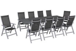 OUTFLEXX Esstischgarnitur, Silber, Alu / Spraystone / Textil, Tisch 180/280x100cm, 10 Multipositionssessel -Garden Ease Wohnen Verkaufe 22213 2.jpg