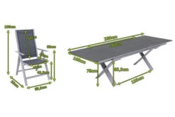 OUTFLEXX Esstischgarnitur, Silber, Alu / Spraystone / Textil, Tisch 180/280x100cm, 10 Multipositionssessel -Garden Ease Wohnen Verkaufe 22213 5.jpg