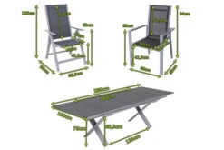 OUTFLEXX Esstischgarnitur, Silber, Alu / Keramik / Textil, Tisch 180/280x100cm, 4 Stapelsessel, 2 Multipo -Garden Ease Wohnen Verkaufe 22217 5.jpg