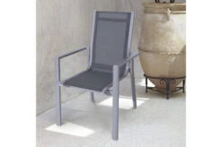 OUTFLEXX Esstischgarnitur, Silber, Alu / Keramik / Textil, Tisch 180/280x100cm, 4 Stapelsessel, 2 Multipo -Garden Ease Wohnen Verkaufe 22217 6.jpg