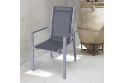 OUTFLEXX Esstischgarnitur, Silber, Alu / HPL / Textil, Tisch 180/280x100cm, 8 Stapelsessel, 2 Multipo -Garden Ease Wohnen Verkaufe 22228 6.jpg