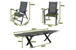 OUTFLEXX Esstischgarnitur, Anthrazit, Alu / Keramik / Textil, 180/280x100cm, 2 Multipo, 4 Stapelsessel -Garden Ease Wohnen Verkaufe 22235 5.jpg