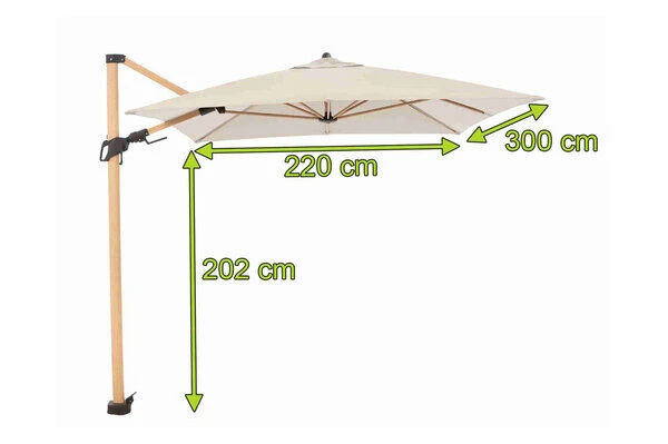 DOPPLER Alu Wood Pendelschirm, Natur, Alu/Polyester, 300x220 Cm, Mit Kurbel, Holzoptik 5 DOPPLER Alu Wood Pendelschirm, Natur, Alu/Polyester, 300x220 Cm, Mit Kurbel, Holzoptik – Bild 5