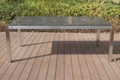 OUTFLEXX Esstischgarnitur, Silber, Edelstahl/Granit/Textil, 200x100 Cm, 6 Gartensessel, Armlehnen Aus Teak -Garden Ease Wohnen Verkaufe 22771 03.JPG