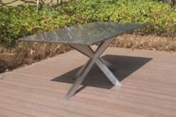 OUTFLEXX Esstischgarnitur, Silber/schwarz, Edelstahl/Granit/Textil, 200x100 Cm, 4 Gartensessel, 2 Multipos, Armlehnen Aus FSC-Teak -Garden Ease Wohnen Verkaufe 22786 010.JPG