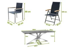 OUTFLEXX Esstischgarnitur, Silber/schwarz, Edelstahl/Granit/Textil, 200x100 Cm, 4 Gartensessel, 2 Multipos, Armlehnen Aus FSC-Teak -Garden Ease Wohnen Verkaufe 22786 05.jpg