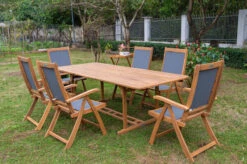 OUTFLEXX Sitzgruppe, Natur/grau, Akazie/Textilene, Ausziehtisch 150/200 X 90 Cm, 6 Multipo 5-fach