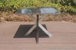 STERN Esstischgarnitur, Silbergrau/grau, Edelstahl/Textilene, Tisch 200 X 100 Cm, 6 Stapelsessel, Hohe Rückenlehne -Garden Ease Wohnen Verkaufe 22909 06.JPG