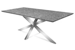 STERN Esstischgarnitur, Silbergrau/grau, Edelstahl/Textilene, Tisch 200 X 100 Cm, 6 Stapelsessel, Hohe Rückenlehne -Garden Ease Wohnen Verkaufe 22909 08.JPG